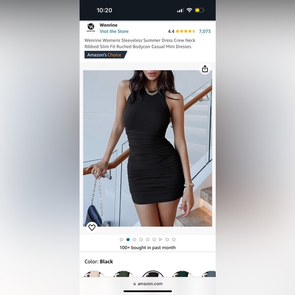 High Neck Stretch Mini/Midi Dress in Black - Picture 3 of 4